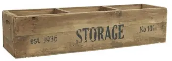 Kasse med 3 rum og tekst Storage