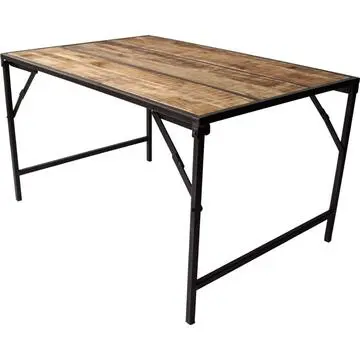 Spisebord med Træbordplade og Jernstel L: 130