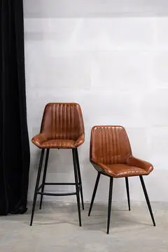 Comfort barstol i læder - brun