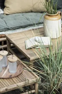 Sidebordsæt i bambus kvadratisk