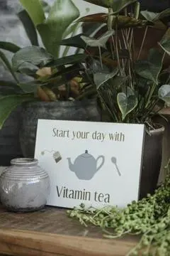 Metalskilt Start your day with vitamin tea