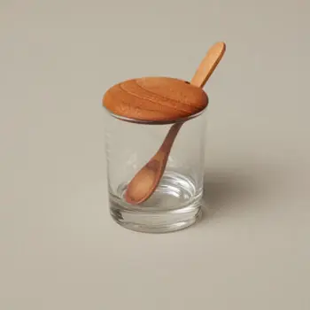 Mini Krukke i glas med teak låg og ske
